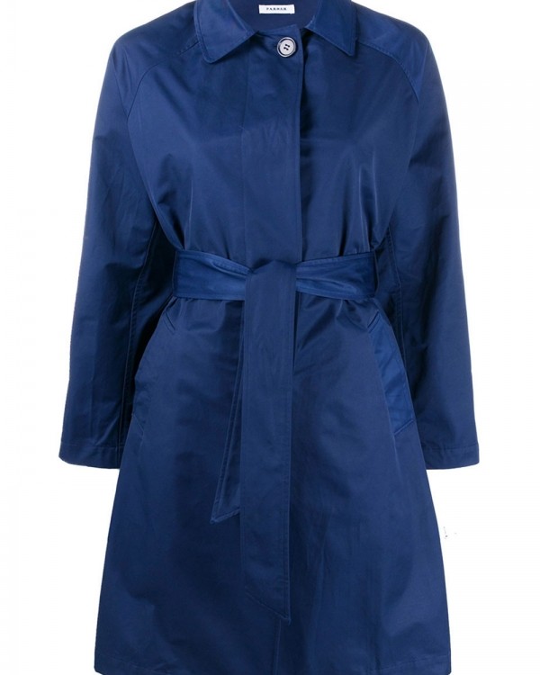 МАНТО S, МАНТО, Outerwear, 2000013760081 МАНТО - МАНТО - Outerwear - Манто P.A.R.O.S.H. Цвят: тъмносиньо Състав: 57% памук, 43% полиестер Обло деколте Колан на талията Закопчаване с копчета